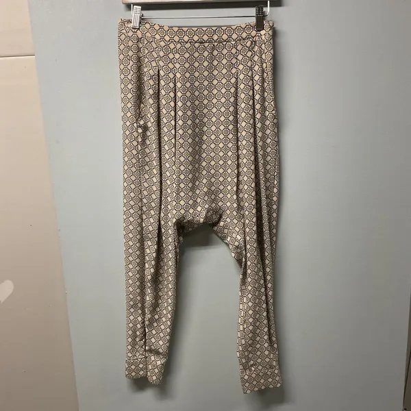Zara Basic Women S‎ Geometric Print Harem Pants Beige Black - Image 7