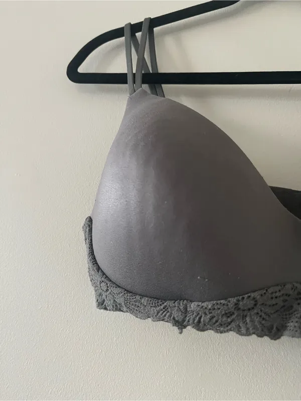 Aerie Real Sunnie Wireless Gray Bra 36D Lace Strappy - Image 3