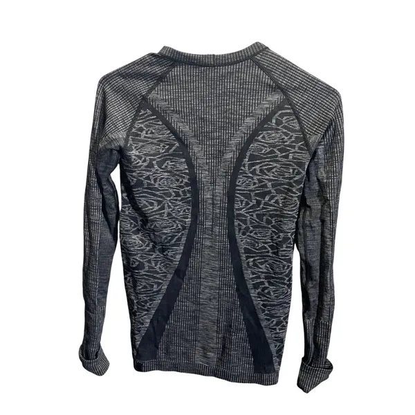 Lululemon Athletic‎ Long Sleeve Shirt Size 4 Black/Gray Pattern - Image 4
