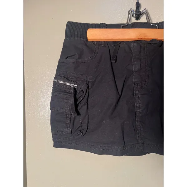American Eagle Women's Size 000 Mini Cargo Skort Skirt Shorts Black Zipper - Image 4