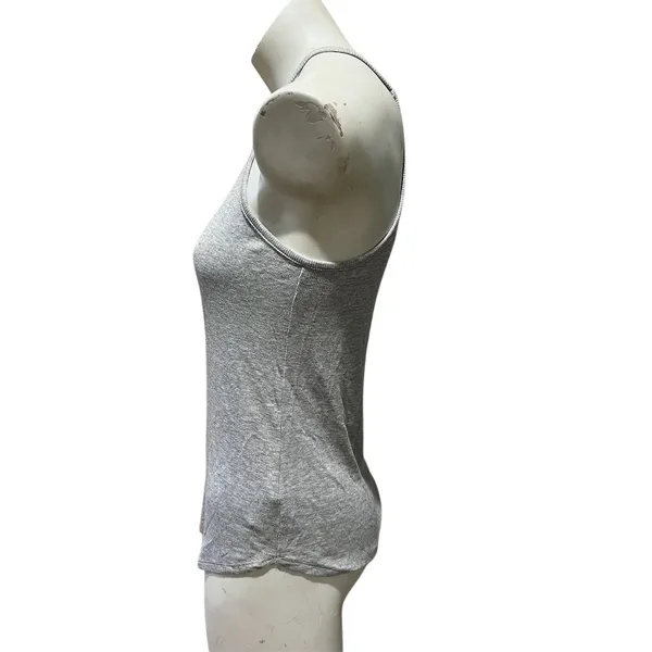 Splendid Tank Top Womens M Heather Gray Ribbed Racerback High Neck Stretch - Image 2