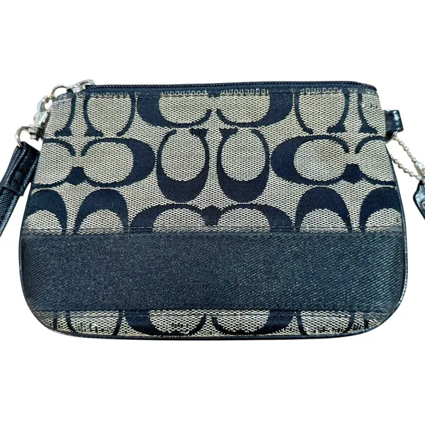 Vintage Y2K COACH Signature Logo Canvas Leather Mini Wristlet Wallet Clutch - Image 4