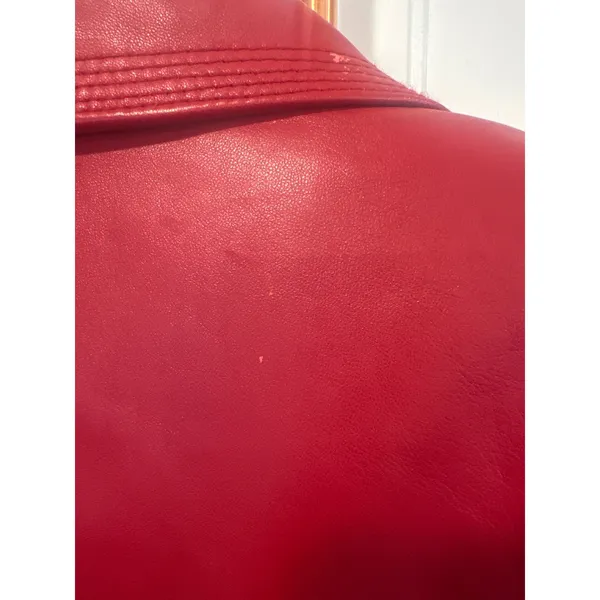 Alfani Red Leather Blazer Jacket Womens M Button Genuine Leather read casual - Image 8