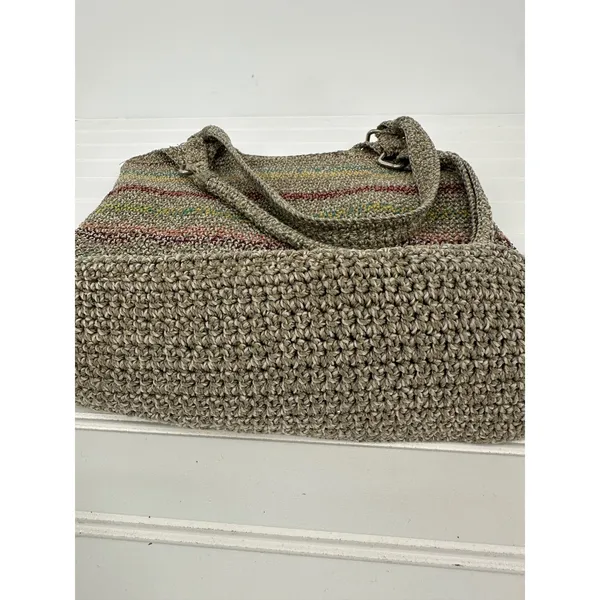 The Sak Belle Shoulder Hobo Bag Striped Crochet Purse Boho Y2K Earthy Hippie - Image 2