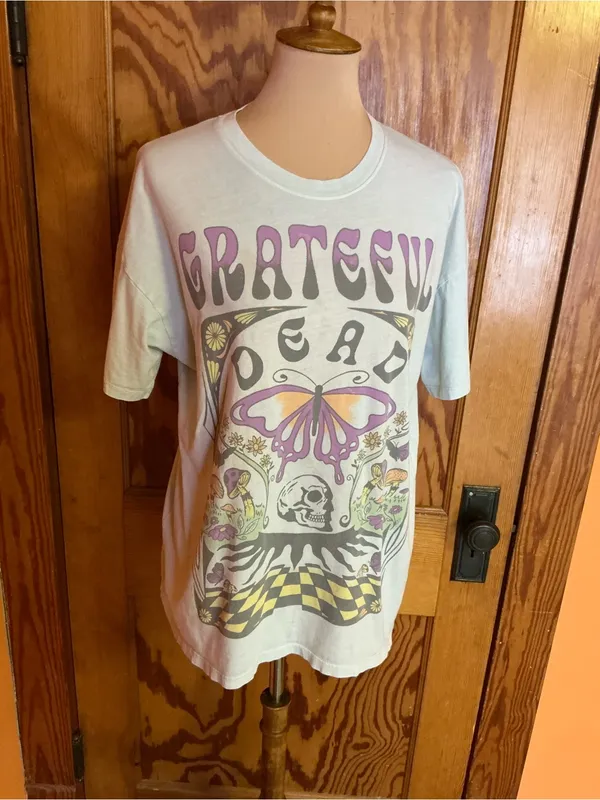 American Eagle Grateful Dead Graphic Tee XS Butterfly Skull Mushroom Band Tee - Image 7