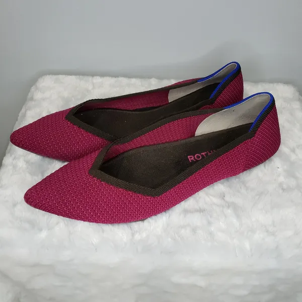 Rothy's The Point Flats Bright Magenta Knit Pointed Toe Washable Womens Size 9 - Image 4