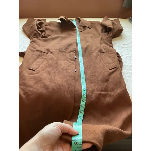 Vintage Italian Style Marzotto Wool Long Peacoat W8 Brown - Image 9