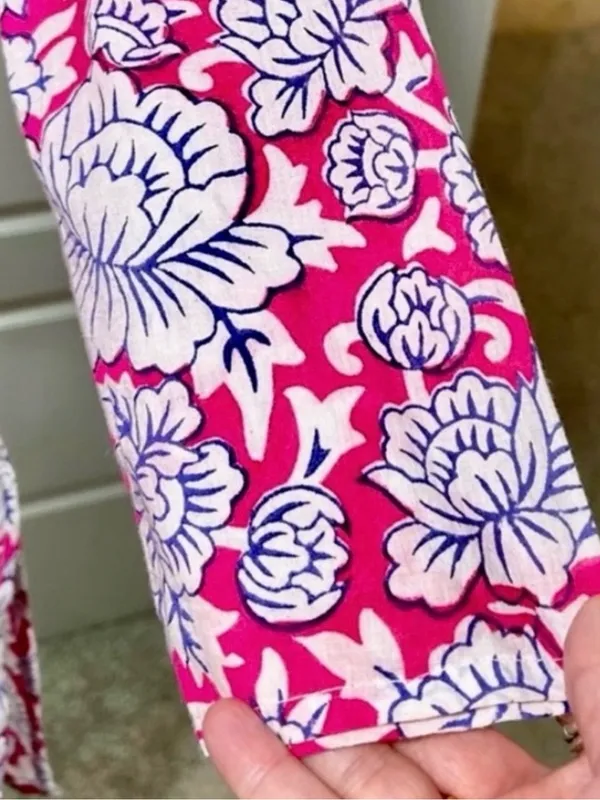 💥Roller Rabbit Pink Floral Embroidered Cotton Tunic Cover Up Top XS💛 - Image 7