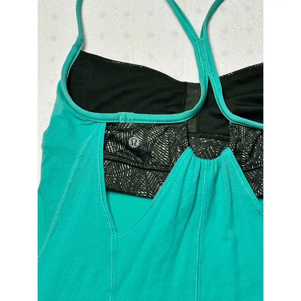Lululemon Power Y Tank Teal Built-In Bra Strappy Athletic Top - Image 4