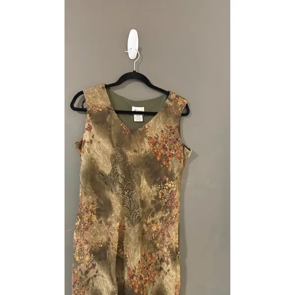 K Petite Vintage 90s Y2k Grunge Women‎ Green Brown Floral Paisley Fairy Dress - Image 2