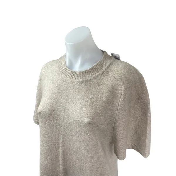 NEW Abercrombie & Fitch Beige Wool Knit Short Sleeve Mini Sweater Dress Size M - Image 3