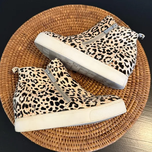 J/Slides Leopard‎ Print high top shoes Black Size 7 - Image 5