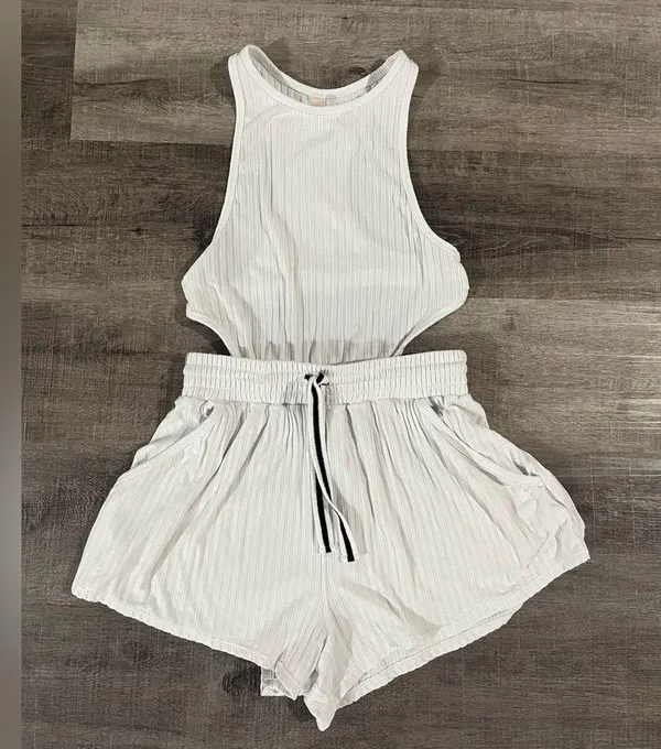 FREE PEOPLE Fp Movement Blissed Out Romper in White - Image 4