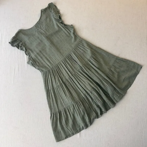 Altar'd State Light Olive‎ Swiss Dot Button Front Mini Dress Boho M nwt - Image 6