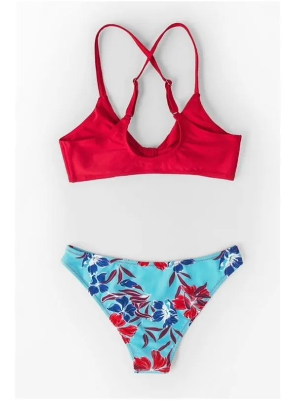 Cupshe Red and Floral Print Low-Waisted Bikini Set - Image 4