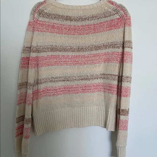 J. Crew Bouclé crewneck sweater in wide stripe (Sz L) Red Striped - Image 7