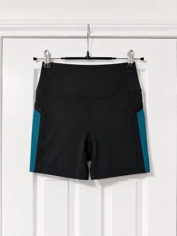 FP Movement Free People High Rise Biker Shorts Black Teal Mesh Pocket XS - Image 2