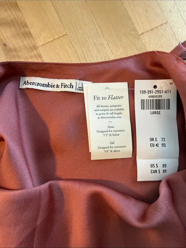 NWT Abercrombie & Fitch Spaghetti Strap Silky Hand Lined Long Slip Dress, L - Image 8