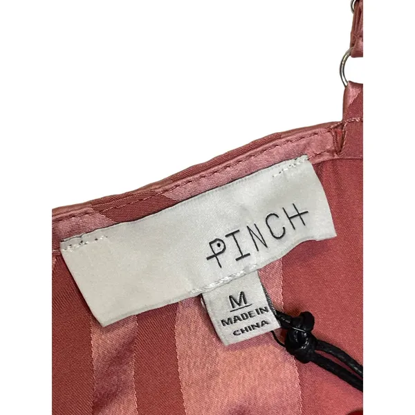 Pinch Women Cami Tank Top Ruffle Tiered‎ Trim Striped Metallic Pink Medium NWT - Image 5