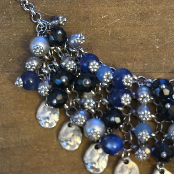 Silver tone multi dangle bead bib necklace - Image 6