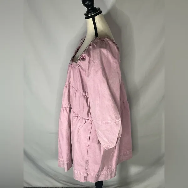 Free People Sunray Tiered Puff Sleeve Cotton Mini Dress Medium - Image 3