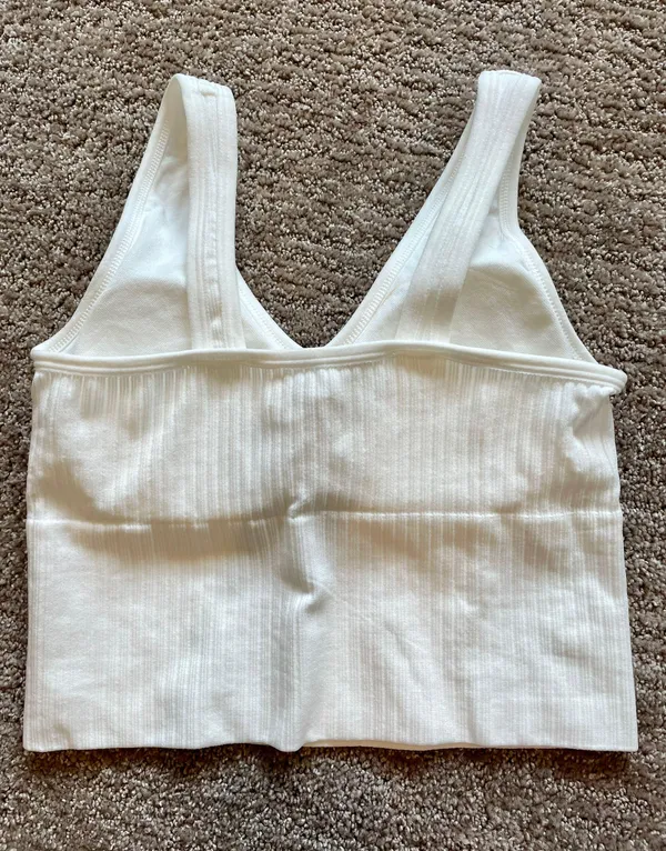 White Ribbed Cropped Tank - Image 2