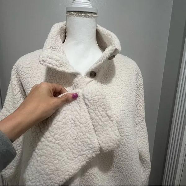 Aerie Sherpa half button sweater with pockets women's size large oversized fit - Image 8