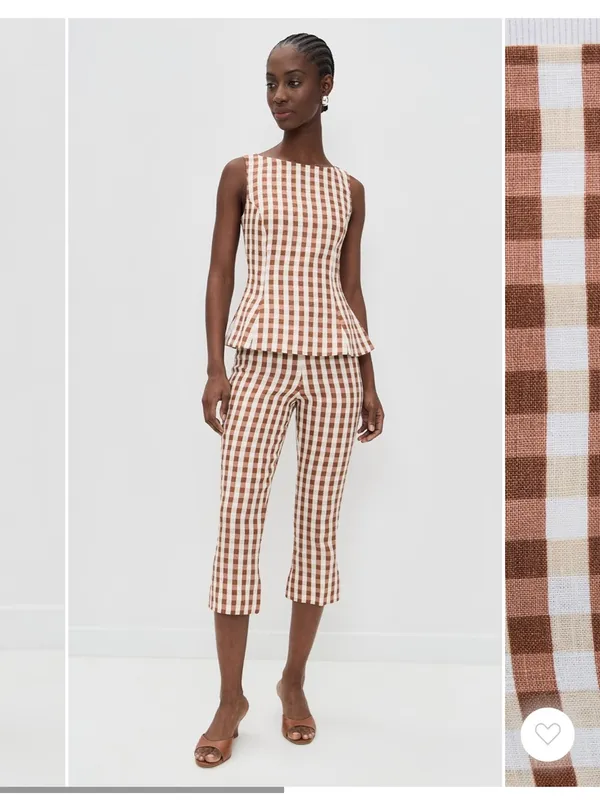 NWT FAITHFULL Valeria Capri Pants in gingham cedar - Image 5
