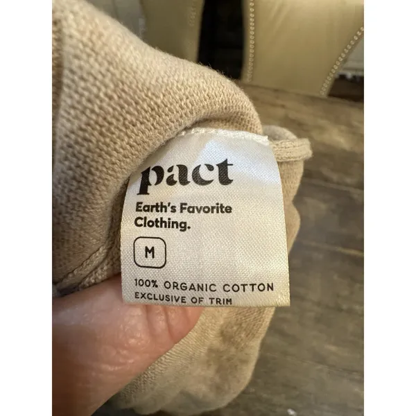 Pact Organic Cotton Cropped Beige 3/4 Sleeve Sweater Size Medium Sweater - Image 6