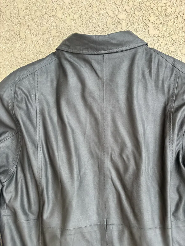 Remy Men's Lambskin Leather Bomber Jacket Black Blue Trim Sz 38 Small - Image 7