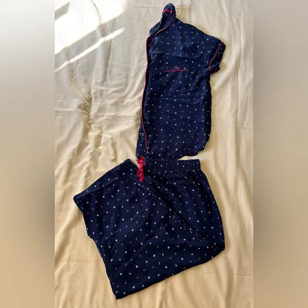 😴❤️Tommy Hilfiger women’s Pajama Set in Navy with Pink Trim Size L - Image 14