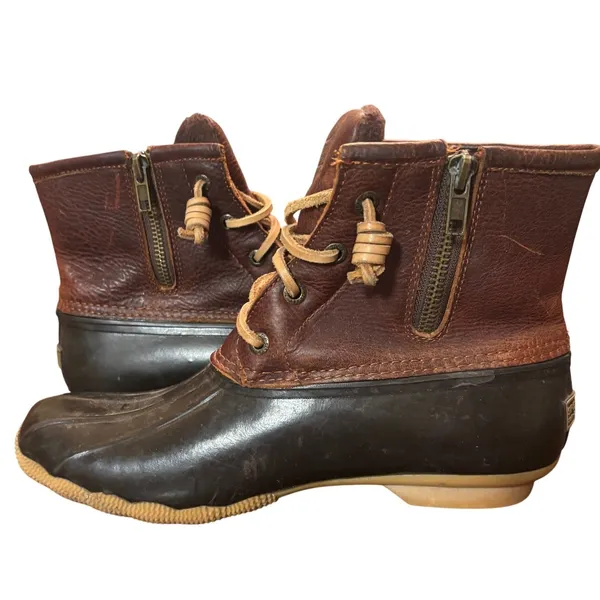 Sperry Top Sider Waterproof Duck Boot Women's Size‎ 7.5 Leather Rubber Brown - Image 6