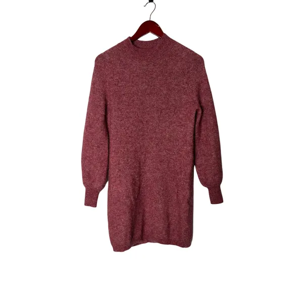 Sezane Enola sweater dress in rosewood balloon sleeves sz S - Image 2
