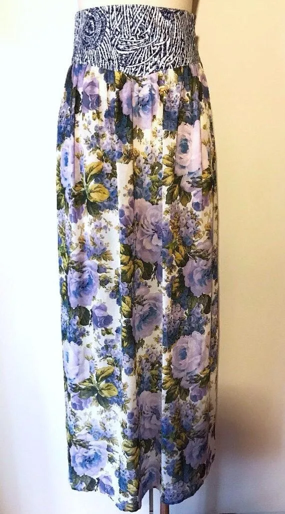 Floral Flowing Boho Gypsy Hippie Maxi Skirt - Image 2
