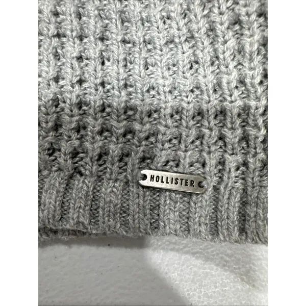 Hollister Cropped Sweater Womens XS Gray High Neck Long Sleeve Knit Pullover - Image 4