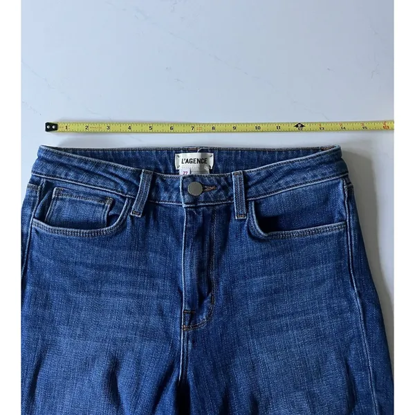 L'AGENCE Bell High Rise Flare Jeans Size 27 Authentique Blue Wash - Image 6
