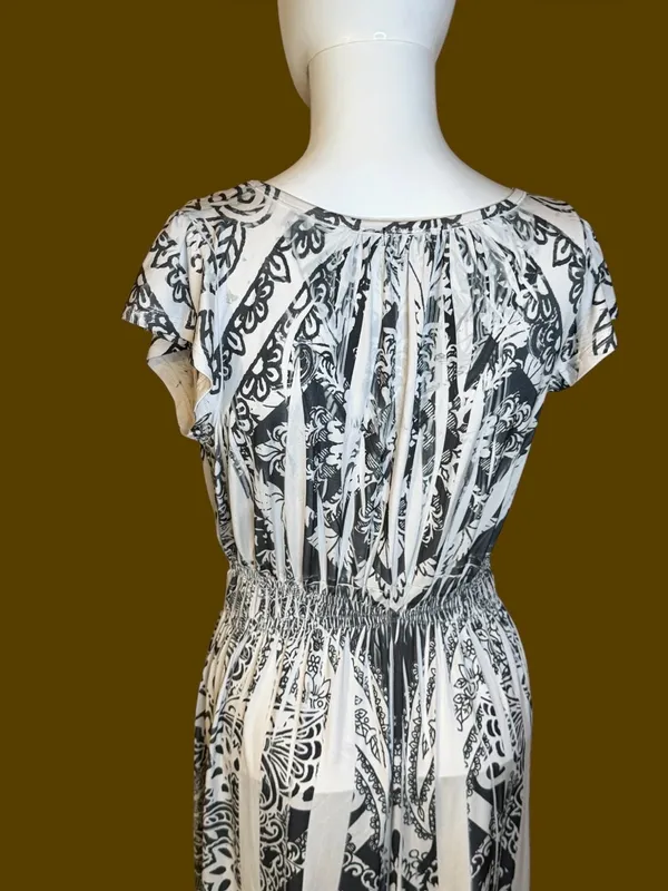 Apt. 9 Black & White Paisley Stripe Midi Dress - Image 7