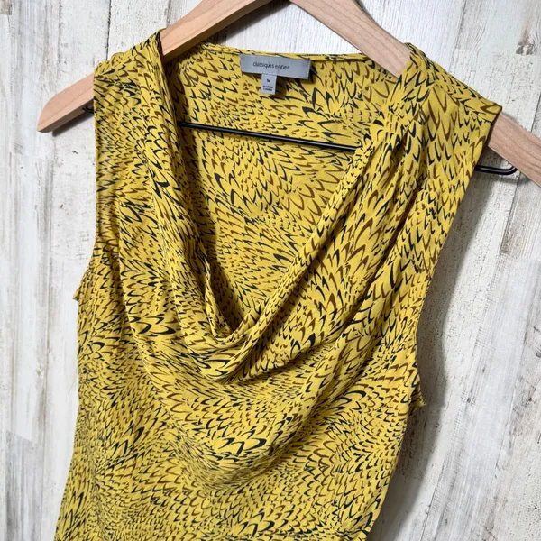 Vintage Y2K Silk Abstract Retro Cowl Neck Tank Blouse Top Womens Medium - Image 2