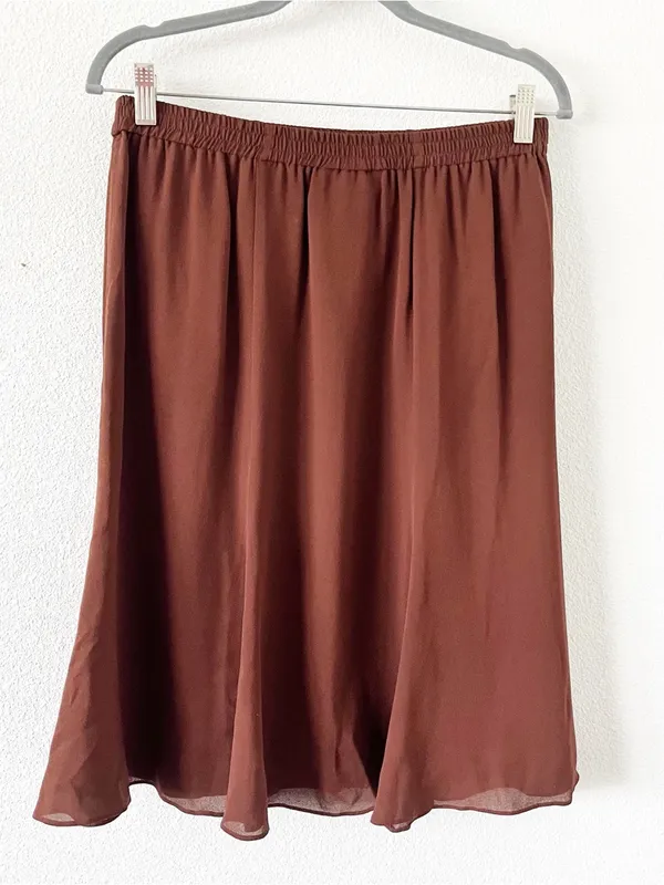 Vintage Diane von Furstenberg DVF Brown 100% Silk Pull On Skirt - Image 5