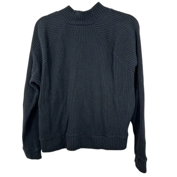 The North Face Womens Waffle Knit‎ Mock Neck Pullover Sweatshirt Charcoal Grey - Image 2