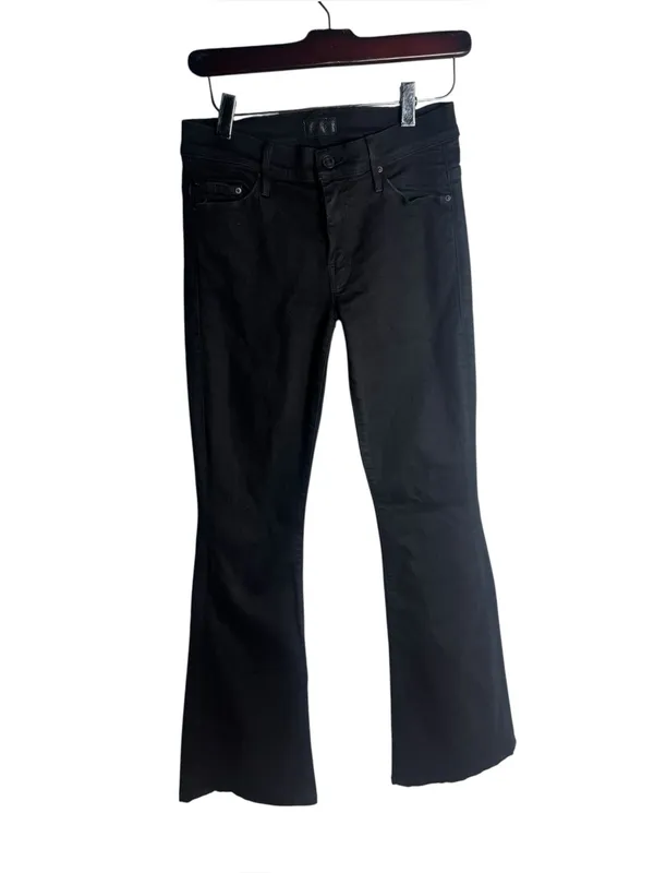 Mother Denim The Cruiser Flare Black Denim Jeans In Not Guilty 26 - Image 2