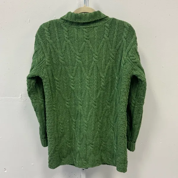 Vintage Aran Crafts Merino Wool Cable‎ Knit Button Cardigan Sweater Green XS - Image 2