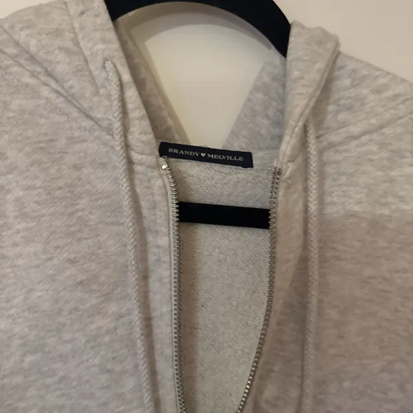 Brandy Melville Light Gray Zip-Up Jacket - Image 2