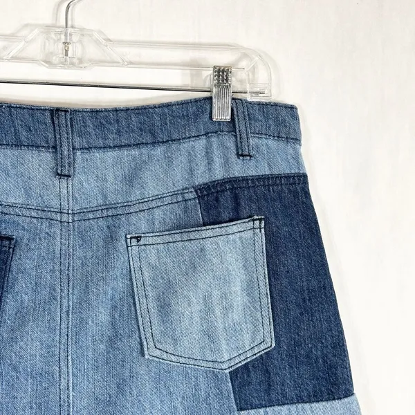 Gianni Bini Medium‎ Mini Skirt Blue Denim Patchwork Y2K Boho Pockets Womens 120 - Image 8