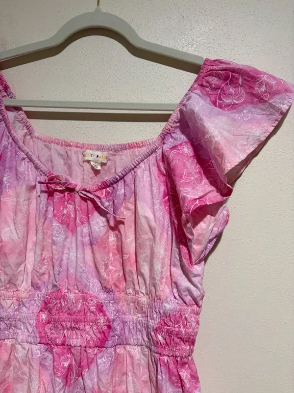 Roller Rabbit Pipette Tiered Mini Dress Pink Floral Short Sleeve - Image 4