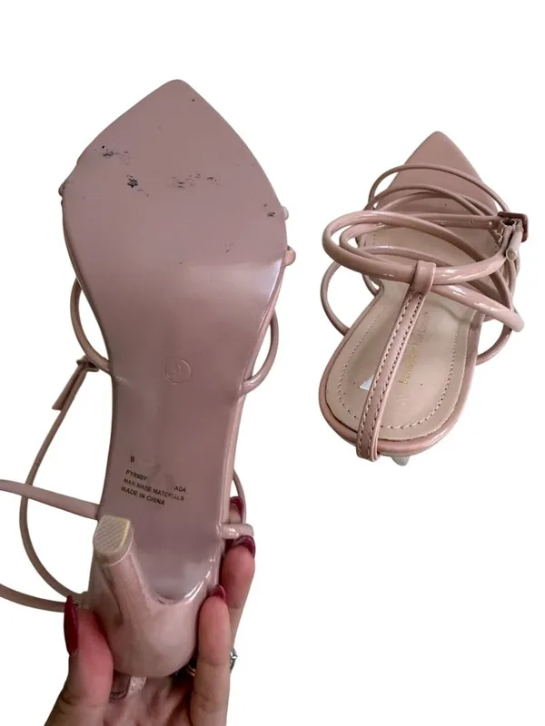 CAPE ROBBIN Nude Patent Strappy Sandals Heels Size 9 - Image 2