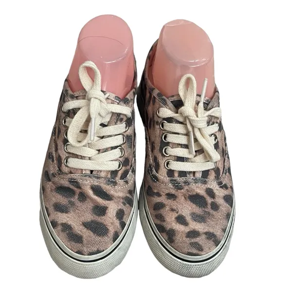 RE/DONE Low Top Skate Sneakers Faded Leopard Print Canvas Size 37 Pre Owned‎ - Image 2