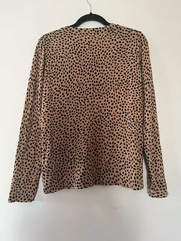 J Crew Leopard Print Lightweight Sweater Medium Tan Neutral Minimalist Office - Image 5
