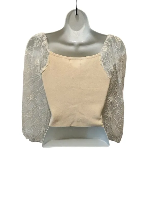 Cloud Ten Lace Puff Sleeve Cropped Sweater Sz L Whimsigoth Witchy Romantic NEW - Image 6