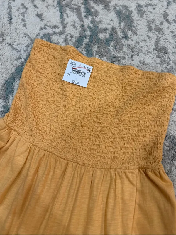 American Eagle Strapless Smocked Jumpsuit Faded Orange M NWT - Image 4